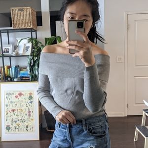 H&M Open Shoulder Gray Sweater | medium